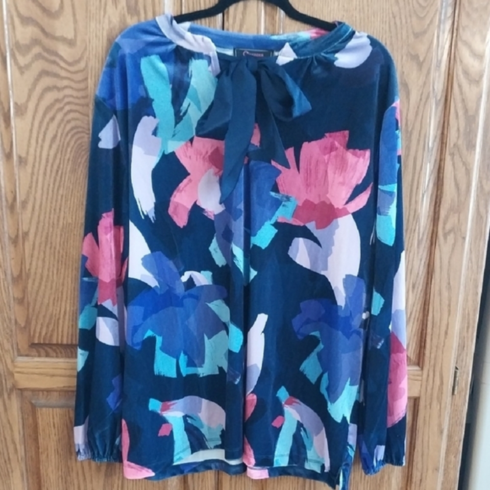 C. Wonder By Christian Siriano NWT Blouson Sleeve Top Bow Detail 2XL Blue Purple